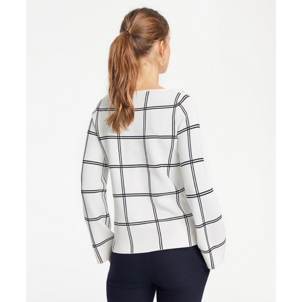 Ann Taylor Loft Windowpane Crew Neck Sweater - Picture 3 of 9